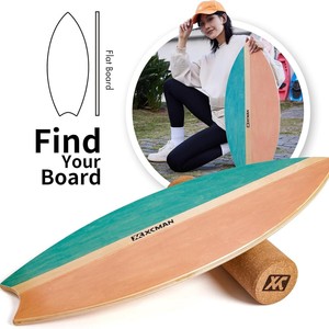 Planche d'équilibre en bois pour le surf avec roulettes, entraîneur d'équilibre sportif, planche d'équilibre en bois pour le fitness - Product Image 1
