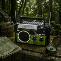 Radio Portabel FM/AM/SW1-2 Tenaga Surya Bersertifikasi CE, Kustomisasi OEM, Dilengkapi Speaker, Pemutar USB TF BT, Antena Ganda, 500-1000mAh