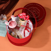 Boîte cadeau en velours gaufré de haute qualité avec couvercle rabattable, boîte d'emballage portable de luxe pour bonbons, boîte cadeau pour rouge à lèvres Camellia avec ruban