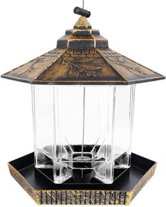 Mangeoire à oiseaux suspendue d'extérieur avec poteau de support pour la décoration de jardin et de cour, bols en métal 200 T/T - Product Image 1