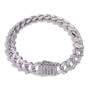 Hip Hop Zircon 12mm Rhombus Cuban <b>Bracelet</b>, Personalized Versatile Trend Men's Jewelry Tanjing Fashion Lijing Necklace - Product Image 5