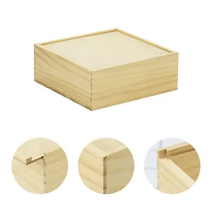 Unbearbeitete Kiefernholz-Geschenkbox hölzerne Geschenkbox mit Schiebeboden hölzerne Schachtel mit Schiebedeckel