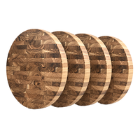 Planche à découper en bois de bambou à grain transversal, planche de boucher en bois pour couper la viande, planche à découper ronde en bois