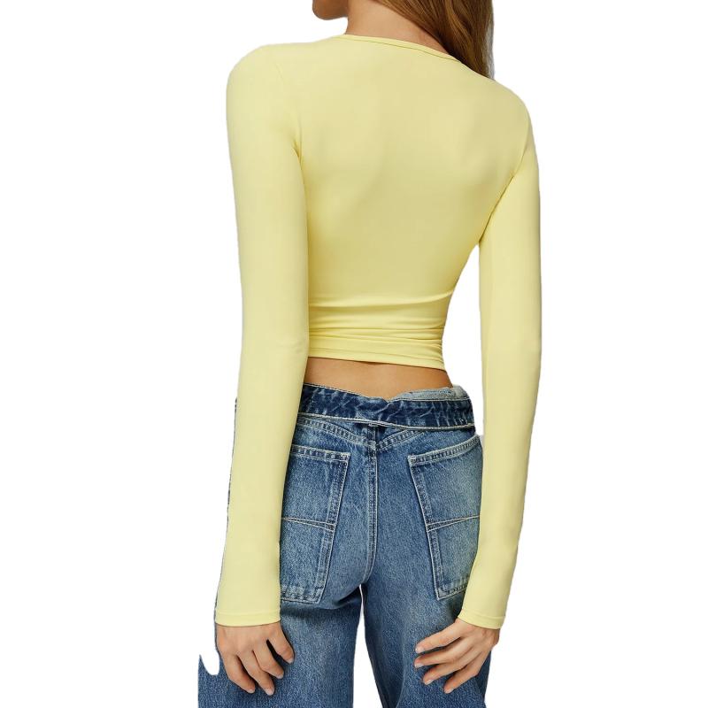 Breathable Winter Yoga Top for Women Long Sleeve Skinny Fit High Intensity Fitness Running Sportswear Spandex Nylon Blend