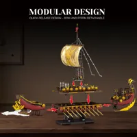 Reobrix 66104 2026 Nuevo Barco de Guerra, Decoración de Escritorio, Modelo de Barco Histórico, Ladrillos de Juguete para Adultos, Regalos, Sets de Bloques de Construcción