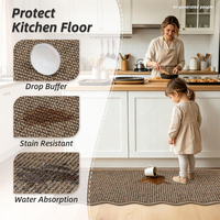 Natural Look Scallop Kitchen Sink Rug Machine Washable Polypropylene Kitchen Runner and Mats Non-Slip Rugs for Floor