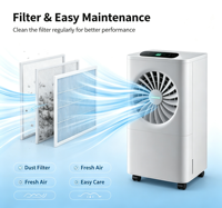 Déshumidificateur Électrique Portable en Plastique Airwens avec Réservoir d'Eau Visible Amovible, Vidange Facile, Minuteur 24H, Silencieux pour Sous-sol et Placard