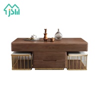Nouvelle arrivée, table basse moderne en bois pour salon, design avec deux sièges souples