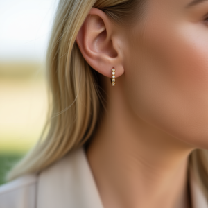 Orecchini a Cerchio Placcati Oro con Cristalli e Strass Incastonati, Taglio Brillante Rotondo, Gioielli alla Moda per Donne - Product Image 2