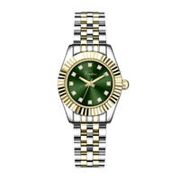 Montre-bracelet de luxe pour femme 2026 Virtue Classic, cadran vert soleil, mouvement à quartz, étanche 3 ATM, bicolore