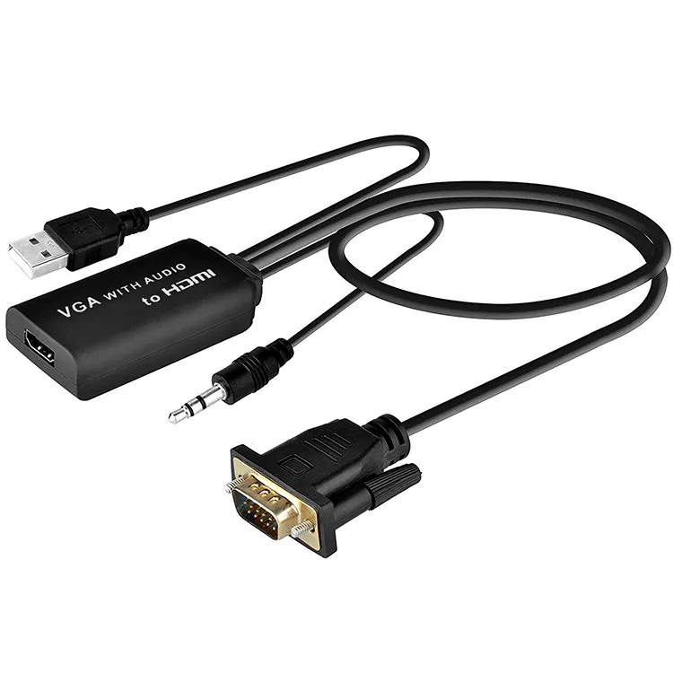 VGA לכבל HDMI, VGA ל HDMI מתאם כבל אודיו חיבור ישן מחשב, מחשב נייד VGA פלט כדי צג, HDTV HDMI קלט
