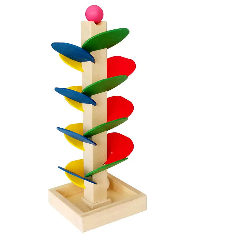 Монтессори с деревянными листами, башня, катящийся шар, разноцветная разборка и выливание бусин, игрушки в сборке