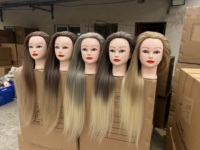 Tête de mannequin d'entraînement en fibres synthétiques pour la coiffure, la coupe, le décoloration, le tressage, le coiffage et la pratique de la cosmétologie
