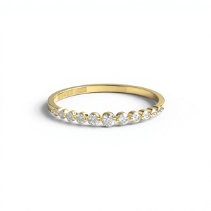 Minimalist 18K Gold Plated Wedding Band Round Cut Diamond Half Eternity Band <b>Stacking</b> <b>Ring</b> Fine Jewelry Gift For Women - Product Image 1