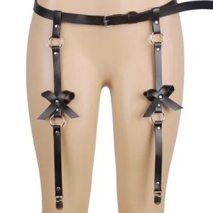Factory direct sales of unique and exaggerated European and American style leather pants with bow garter belts, <b>clip</b>-on sexy - Product Image 3