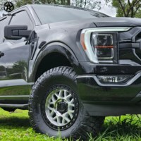 Jantes en alliage forgé DW 17 18 19 20 22 pouces, finition argent brillant, style tout-terrain à rayons multiples avec Beadlock, style KMC GRS, compatibles Ford F-150 250