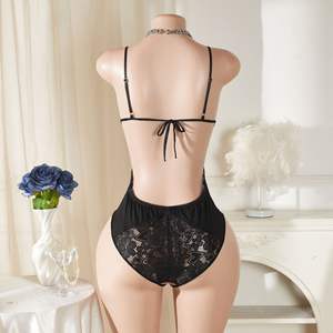 <span class=keywords><strong>Body</strong></span> de una Pieza con Encaje Floral Transparente, Espalda Descubierta, Lencería de Malla, Cómodo y Atractivo, para Mujeres Maduras, Sexy, de Alta Calidad - Product Image 2