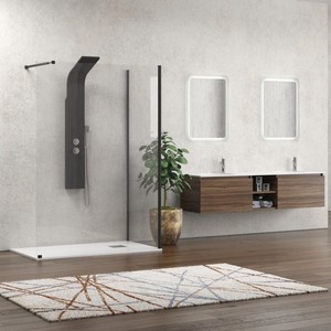 Kamalu KW4000B Walk-in angolo doccia parete 90x120 profilo nero 8mm vetro con rettangolo vassoio stile aperto per Home Hotel - Product Image 2
