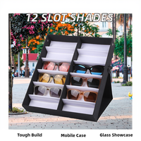 Stock disponible, étui à lunettes portable à 12 emplacements, en PU, étui de présentation rectangulaire pour lunettes