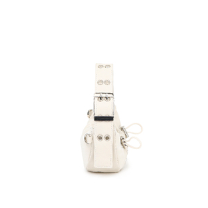 <b>Mini</b> Tote Bag Style Glossy Ivory <b>Keyring</b> Purse With An Adjustable String For A Customizable Wrinkle Effect - Product Image 3