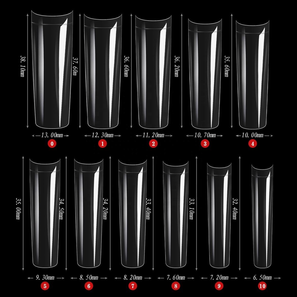 Newest 550pcs XXL Straight Coffin Nail Tips Curved Square Artificial Nails Long French Coffin Nail Tips