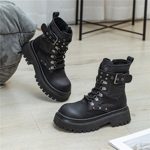 Botas Sofisticadas de Cuero Vacuno para Mujer, Diseño Impermeable con Cremallera Lateral para Desplazamientos al Trabajo y Exploración Urbana - Product Image 5