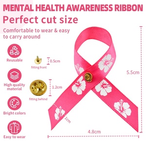 Lazos de Raso Personalizados con la Frase 'Concientización sobre el Cáncer de Mama' en Color Rosa Gordon, 100% Poliéster de Alta Tenacidad - Product Image 2