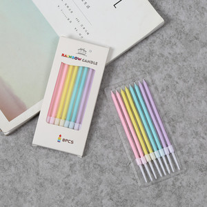 Rainbow Candle Pencil Shape Candles 8Pcs Birthday Party Decorations Gradient Color <b>Paraffin</b> Material - Product Image 1