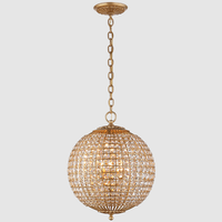 Lámpara Colgante Estilo Americano, Iluminación Creativa Esférica para Sala de Estar, Dormitorio, Hotel, Bar, Restaurante, Candelabro de Cristal K9