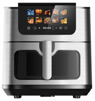 Friteuse à air carrée moderne en métal certifiée CE CB GS, 50-60Hz, contrôle tactile LED, 8L, usage domestique, vente en gros usine