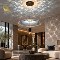 Lustre moderne en verre ondulé, suspension artistique en disques de verre, lampe suspendue de luxe pour hall d'hôtel, salon, restaurant