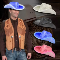 Cappello da Cowboy Luminoso con Paillettes Argento 2026 per Adulti, Fedora da Cowgirl che si Illumina, per Feste e Attività all'Aperto, Adatto a Tutte le Stagioni