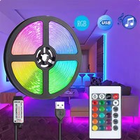 5050 SMD RGB LED bande lumineuse pour Smart TV fond 5V USB étanche Flexible avec 24 touches IR télécommande