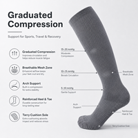 Chaussettes de compression sans couture en fibre de bambou personnalisées pour femmes, antibactériennes, déodorantes, amincissantes, respirantes, hauteur genou, à compression forte