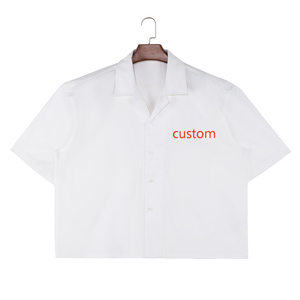 Camisa de Campamento Premium 100% Algodón Crema con Cuello en Contraste y Logotipo Personalizado - Product Image 3