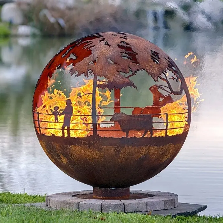 Globo de fuego de 100cm de diámetro, corte láser 3D, hojas de bola completa