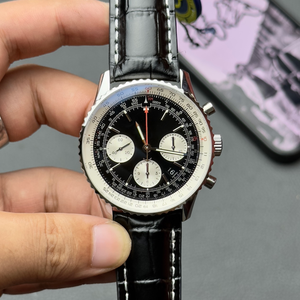 Montre de sport de luxe 42 mm 44 mm avec cadran vert en cristal saphir, chronographe, bracelet intégré, résistante à l'eau, bracelet en cuir - Product Image 5