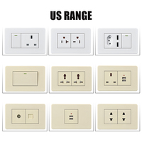 VNX nouveau panneau mural en acier inoxydable OEM 2 broches avec prise de courant 3Pin interrupteur prise de courant American Standard 110/250V prises