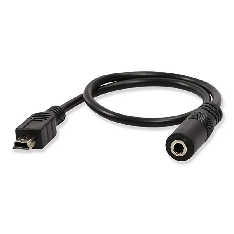 Cabo adaptador de microfone USB macho fêmea de 3,5 mm para 5 pinos Mini