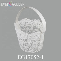 Panier de dentelle à crochet en coton, panier en coton tricoté à la main, vente en gros