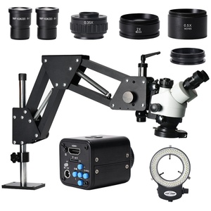 7X-90X 三眼式多方向顕微鏡スタンド 宝石用ダイヤモンドセッティング 2K顕微鏡カメラ 光学工具 - Product Image 1