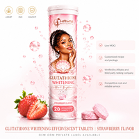 Comprimés effervescents blanchissants au glutathion OEM/ODM, saveur fraise, complément alimentaire éclaircissant et antioxydant pour la peau