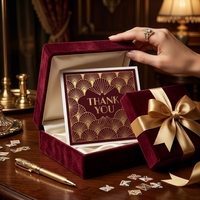 Cartes de remerciement Art Déco Gatsby Or Bourgogne, personnalisables en gros avec logo OEM ODM, luxe, pour événements des années 20, avec insert d'emballage