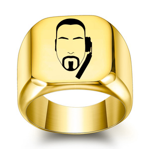 Unisex Square Face Design <b>Ring</b> 18mm Gold Plated Geometric Jewelry Gift for <b>Men</b> Women - Product Image 1