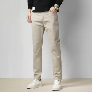 Benutzer definierte Herren Solid Color Straight Leg Hose Hose Office Casual Business Twill Straight Chino Pants