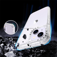 3 en 1 personnalisé Floral acrylique TPU clair liquide Style cadre couverture arrière étuis de téléphone portable ensemble pour iphone 15 14 13 pro max