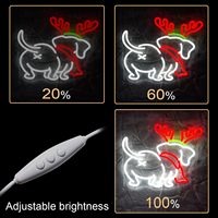 Neonawall Enseigne néon moderne rouge en silicone, motif renne et chien, pour les amoureux des animaux et les décorateurs de Noël, lumière LED USB à intensité variable, pour animalerie et maison