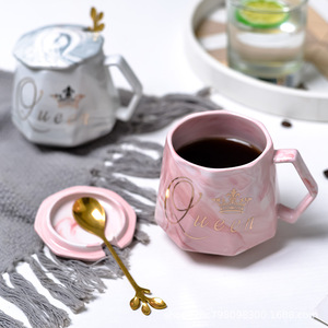 Taza <span class=keywords><strong>de</strong></span> Cerámica con Tapa y Cuchara, <span class=keywords><strong>Diseño</strong></span> <span class=keywords><strong>de</strong></span> Diamantes, Estilo Instagram, Regalo <span class=keywords><strong>de</strong></span> Cumpleaños, para el Día <span class=keywords><strong>del</strong></span> <span class=keywords><strong>Maestro</strong></span> - Product Image 1
