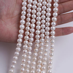 Collar de Perlas de Agua Dulce Naturales al por Mayor de Zhuji, 8-9 mm, Casi Redondas, Perforadas, Semi-Acabadas, Material para Joyería DIY - Product Image 4