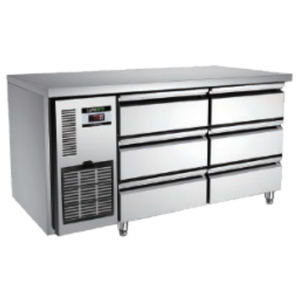 In acciaio inox ristorante piano di lavoro frigorifero <span class=keywords><strong>6</strong></span> <span class=keywords><strong>cassetti</strong></span> piano di insalata Bar modalità di raffreddamento ad aria con clima fresco - Product Image 3